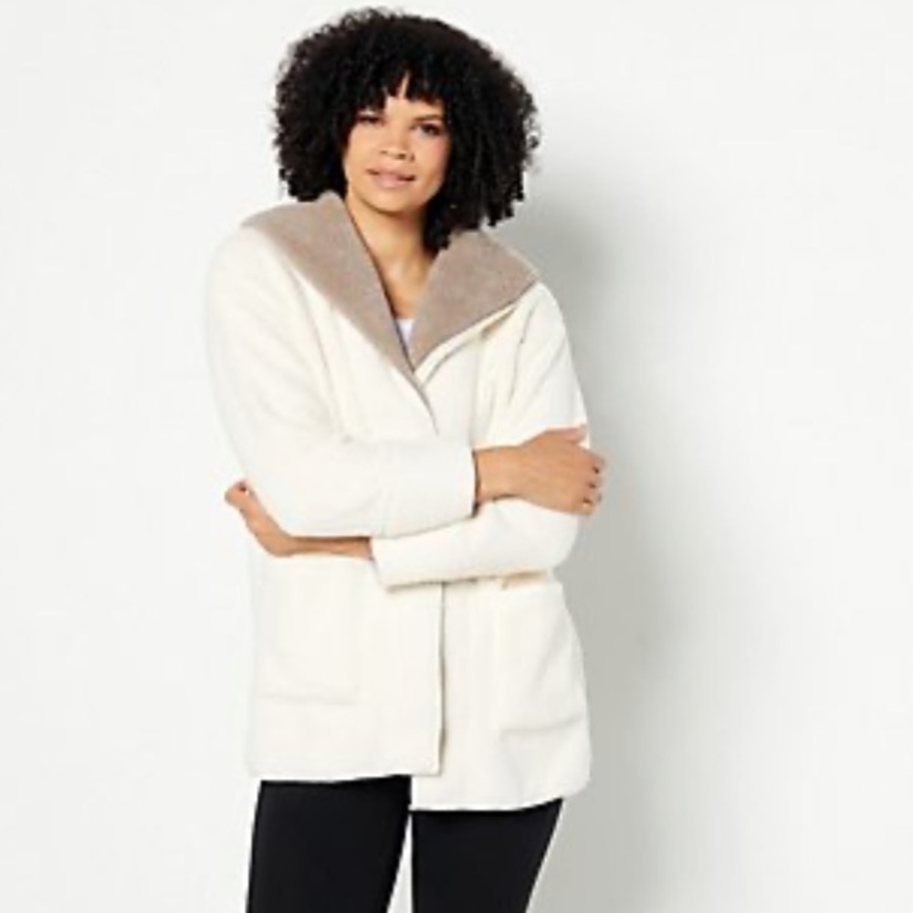 Koolaburra by UGG Sherpa Fleece Shawl cardigan XL pockets open front